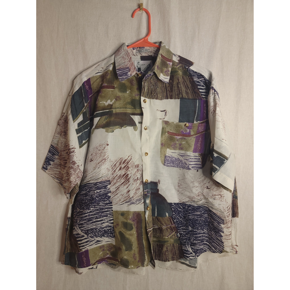 Vintage Goouche Patchwork 55% Linen 45% Cotton Shirt XL
